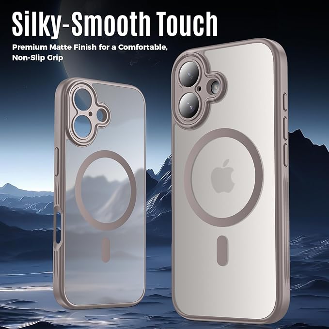 Symcele Designed for iPhone 17 Case, Compatible with MagSafe, [Camera Protection] [15FT Military Droptection] Shockproof Translucent Matte Anti-Slip Phone Case, 6.3", Natural Titanium