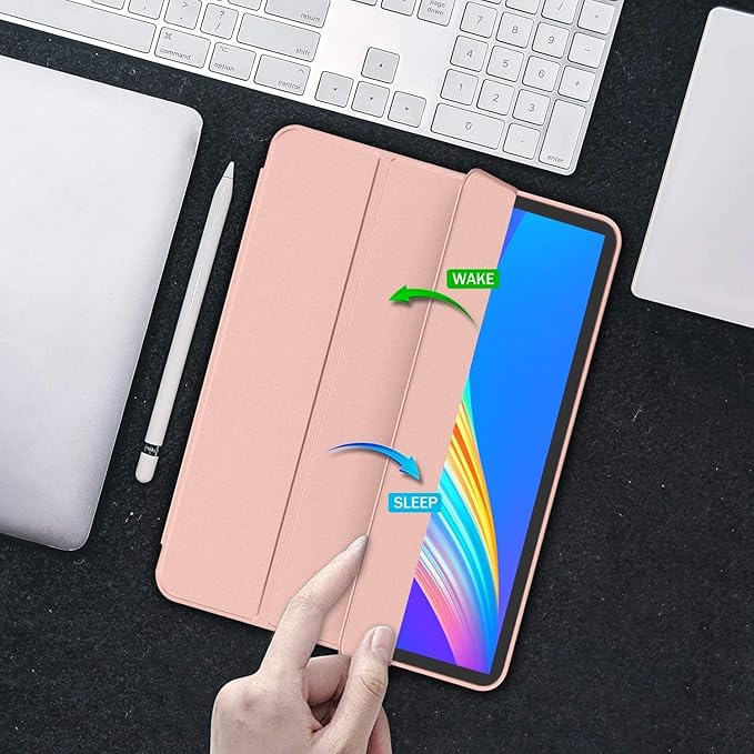 iMieet iPad Pro 13 Inch Case (M5/M4) 2025/2024 with Pencil Holder, Trifold Stand Smart Case with Soft TPU Back, Auto Wake/Sleep (Rose Gold)
