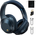 Bluetooth 6.0 Active Noise Cancelling Headphones for Airplane Travel, LDAC Hi-Res Audio, 90H Playtime Wired and Wireless Headphones, Over Ear ANC Headset for Home Office, Custom EQ via APP, Blue
