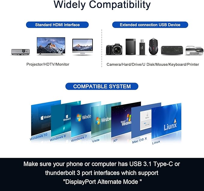 QGeeM USB-C 7-in-1 Dongle with 100W PD, 3x USB 3.0, SD/TF Card Reader, Compatible with MacBook, iPad, Dell XPS & More - Black