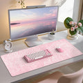 iCasso Large Desk Mat Pink,Big Mouse Pad with Stitched Edges,Aesthetic Computer Pad for Desktop,Anti-Slip Keyboard Mat for Women,Cute Girly Desk Cover Protector Work from Office Home Dorm