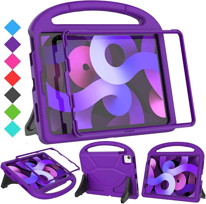 SUPLIK Kids Case for iPad Air 5th/4th Generation (10.9 inch,2022/2020), Built with Screen Protector, iPad Air 5 Kidproof Case with Handle Stand for Apple iPad Air Gen 4/5&Pro 11 Old Version, Purple