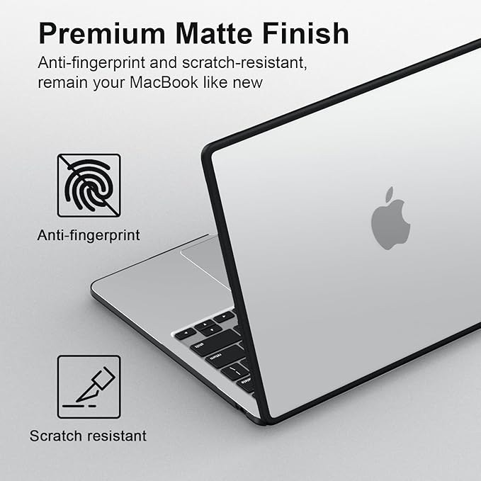 G JGOO Compatible with MacBook Air 13 inch Case 2026 2025-2022 M4 A3240 M3 A3113 M2 A2681, Anti-Cracking TPU Bumper Shell for MacBook Air 13.6 inch Case+Keyboard Cover+Screen Protector, Frosted Clear