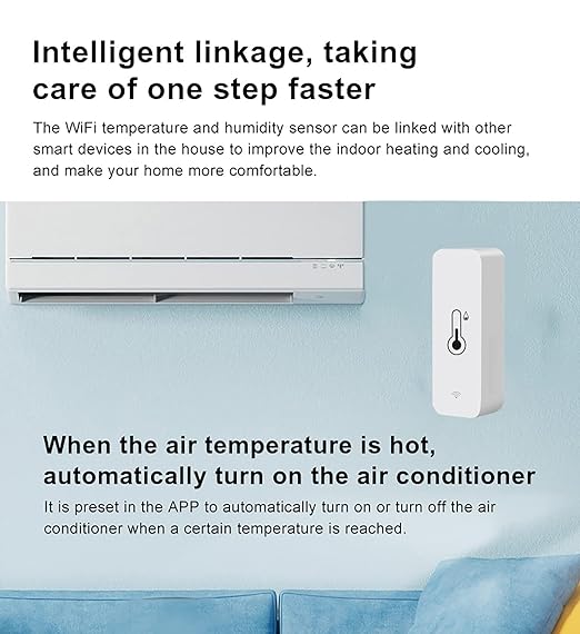 3-Pack WiFi Temperature Humidity Sensor: Wireless Temperature Humidity Monitor with App Alert, Free Data Storage Export, Smart Indoor Thermometer Hygrometer Compatible with Alexa Google Assistant