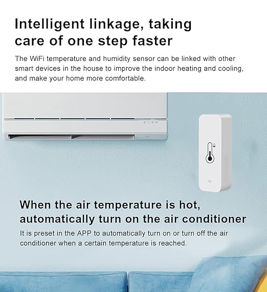 4-Pack WiFi Temperature Humidity Sensor: Indoor Thermometer Hygrometer with App Alert, Free Data Storage Export, Smart Temperature Humidity Monitor for Home Pet Greenhouse, Compatible with Alexa