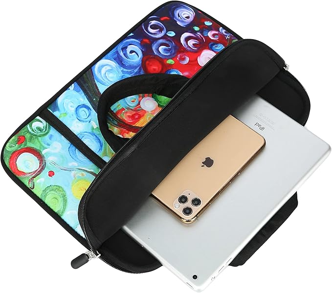 11 11.6 12 12.1 12.5 inches Laptop Sleeve Chromebook Case Ultrabook Case Notebook PC Messenger Bag Tablet Neoprene Handle Sleeve for Adult Men Women, Two Pockets (Colorful Tree)
