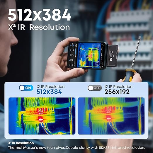 Thermal Master P3, Thermal Camera for iOS & Android, Manual Focus Infrared Camera, 512×384 X³ IR Resolution, -4℉ to 1112℉ Temp Range Thermal Imager, PCB Inspection