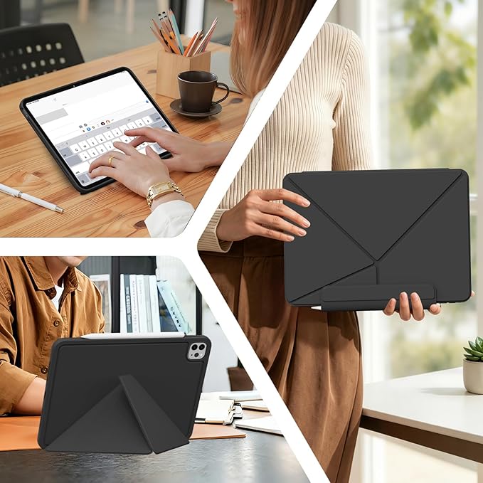 for iPad Pro 13 Inch Case (M5/M4) 2025/2024, Detachable Powerful Magnetic Attachment, Multiple Folding Stand, Slim Rebound Protection Cover, Auto Sleep/Wake, Black
