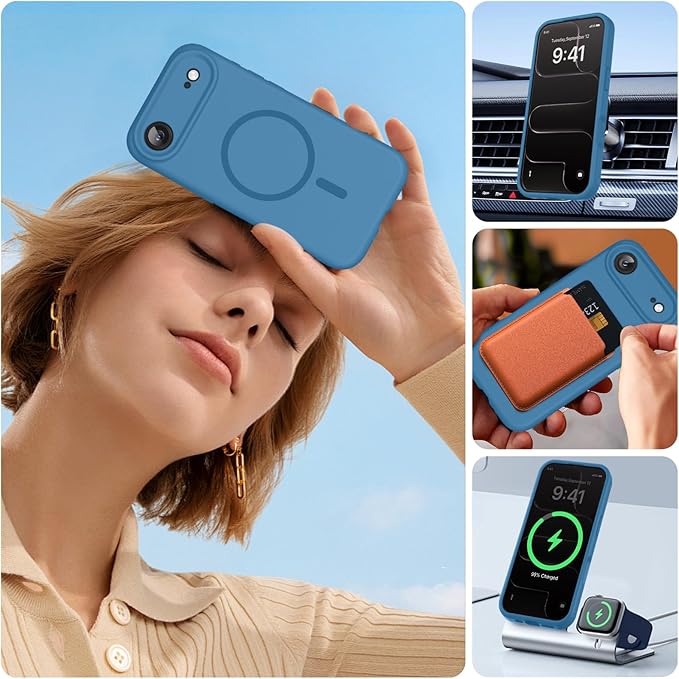 Miracase Magnetic for iPhone Air Case, Compatible with MagSafe, Integrated Silicone Camera Control Cover, 3.0mm Thicken Shockproof Drop Protection Phone Case for 17 Air,Capri Blue