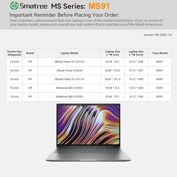 Smatree MS91 Hard EVA Protective Sleeve Case with Stand Compatible for 16 inch HP ZBook Firefly/Power G11 /G11A,for 16 inch EliteBook 865/860 G10/G9,for 16inch ZBook Firefly G10/G9, Green
