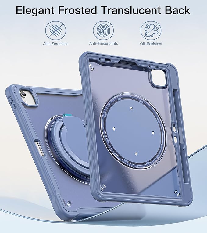 BATYUE Case for iPad Air 11-inch M4(2026)/M3(2025)/M2(2024), iPad Air 4/5 10.9" & Pro 11" 2018-2022 - Shockproof Case with 360° Rotating Stand & Handle, Pencil Holder, Shoulder Strap, Lavender