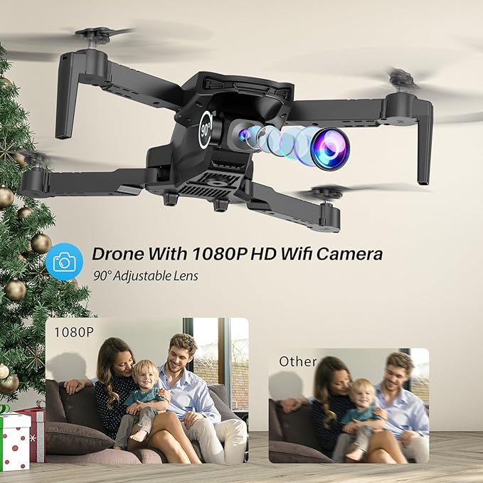 SIMREX Drone With Camera for Kids Beginner & Adults – Foldable RC Quadcopter with Altitude Hold, Optical Flow Positioning , Indoor Mini Drone with One Key Start, Headless Mode, 3D Flip, Gift for Boys & Girls & Teenagers