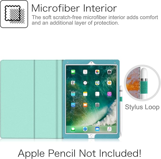 Fintie Folio Case for iPad Pro 12.9 (2nd Gen) 2017 / iPad Pro 12.9 (1st Gen) 2015 - [Corner Protection] Premium PU Leather Smart Stand Protective Cover with Auto Sleep/Wake (Emerald Marble)