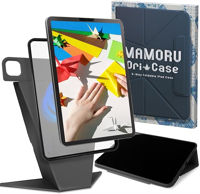 BELLEMOND iPad Air 13" Case M4 2026 / M3 2025 / M2 2024 | Origami Folio Stand | 6-Mode Foldable, Magnetic Detachable Cover | Mamoru Ori Case | Black & Grey
