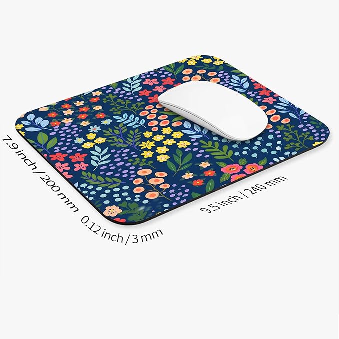 Square Mouse Pad Flowers,Personalized Premium-Textured Custom Mouse Mat Design,Washable Mousepad Lycra Cloth,Non-Slip Rubber Base Computer Mouse Pads for Wireless Mouse