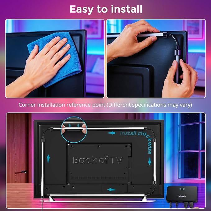 LightingWill TV LED Backlight with 4K HDMI Sync Box, 16.4ft RGBIC LED Strip Lights for 75-85 Inch TV, Sync with Screen, 3 HDMI Inputs, 60 LEDs/m High Density, App Control, Works with Alexa & Google