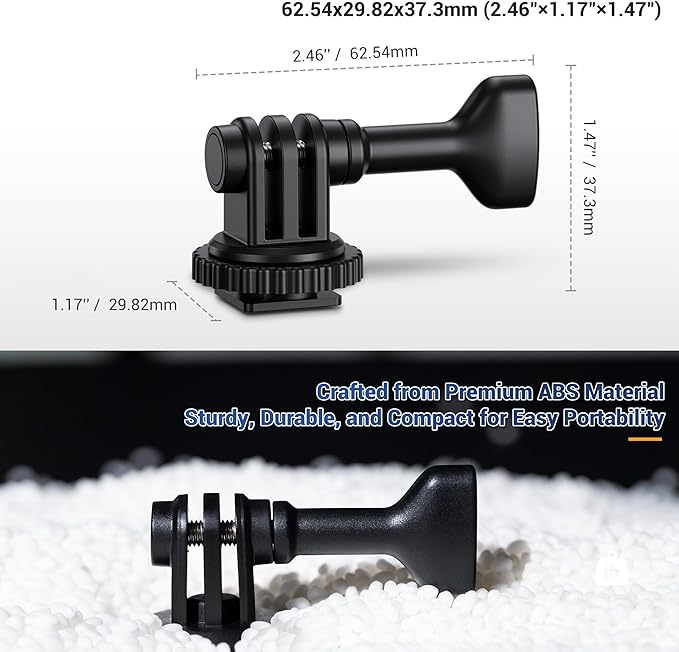 2-in-1 Action Camera Hot Shoe Mount Adapter, Tripod Mount & Cold Shoe Camera Adapter for Osmo Action 5 pro 4 for GoPro Hero 13 12 11 10 9, On 1/4"-20 Tripod DSLR LED Light Selfie Stick Monopod