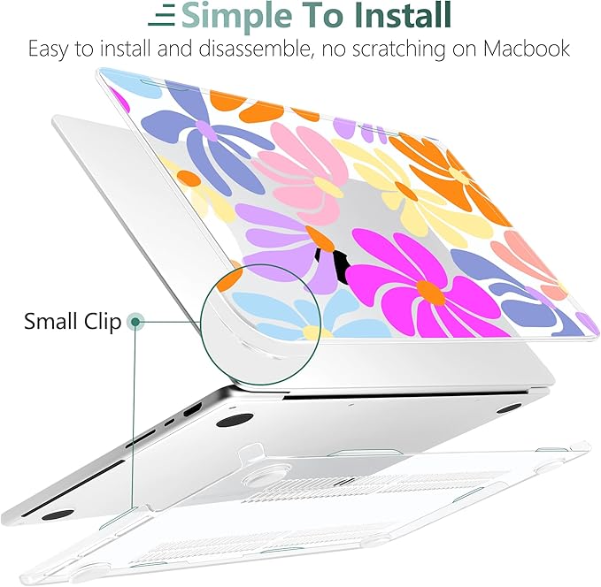 DONGKE Case for MacBook Pro 14 Inch (2026-2021 Release, M5 M4 M3 M2 M1 Pro/Max Chip), Plastic Slim Hard Shell Protective Cover with Keyboard Cover & Screen Protector, Power Florals