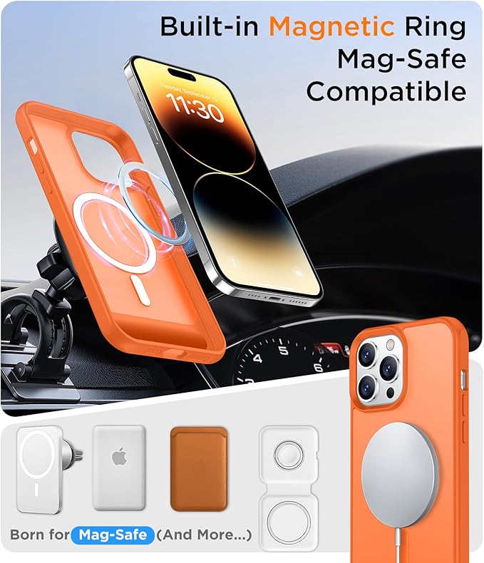 Magnetic Compatible with iPhone 14 Pro Max Case, [Built-in Invisible Kickstand][Compatible with MagSafe] [Military Grade Shockproof] Slim Translucent Matte Phone Case for iPhone 14 Pro Max 6.7"