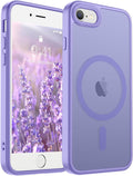 SUPFINE Magnetic for iPhone SE Case 2022 (3rd)/2020 (2nd), iPhone 8 Case (Compatible with MagSafe) (Military Grade Drop Protection) Translucent Matte Phone Cover,Purple