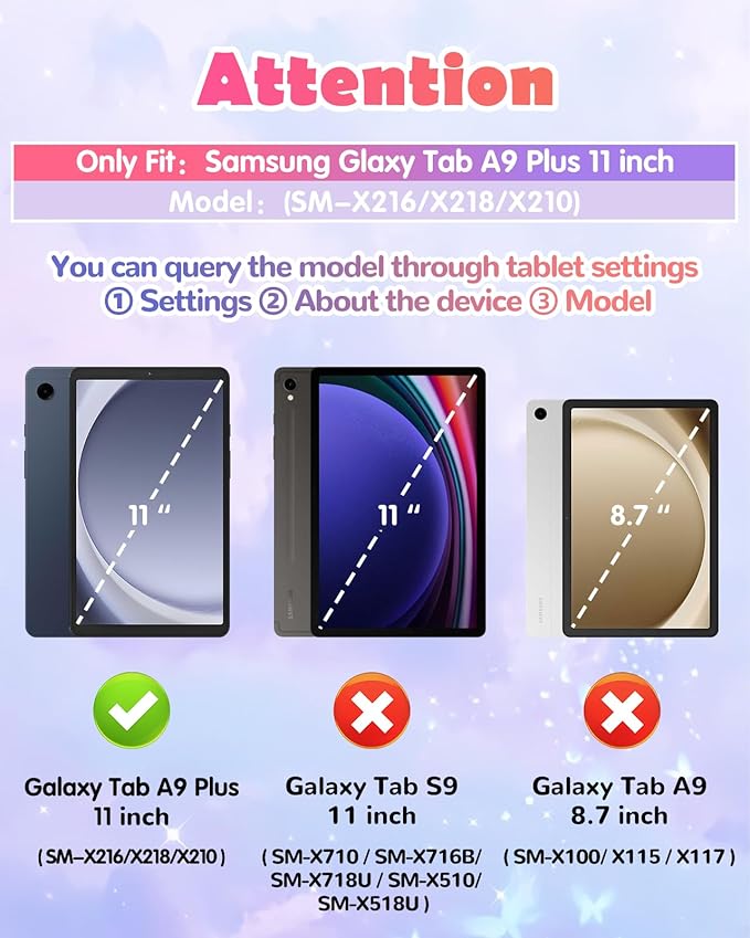 Kidcube for Samsung Galaxy Tab A9 Plus Case 11 Inch - for Girls Cute Kawaii Girly 3D Purple Butterfly Design Cover with Rotating Stand & Strap Unique Silicone Women for Samsung A9 Plus Tablet Cases