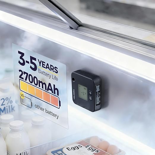 Volcora Bluetooth Hygrometer Thermometer, Smart Humidity Temperature Sensor with App Notification Alert, 2 Years Data Storage Export, Wide Range -22°F~140°F, Ideal for Home Fridge, Basement & More