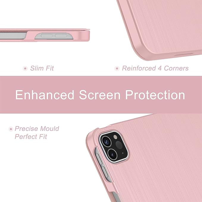 Soke Case for iPad Air 13 Inch (M3/M2) 2025/2024,iPad Pro 12.9 2022 2021(6th 5th Generation) - [Slim Trifold Stand + Auto Wake/Sleep],Protective Hard PC Back Cover (Pink)