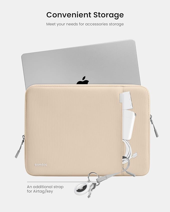 tomtoc 360° Protective Laptop Sleeve for 13-inch New MacBook Air M5/A3449 (2026) M4/A3240, M3/A3113, M2/A2681, M1/A2337, Water-Resistant Computer Case Bag Fits 13" MacBook Neo A18 & MacBook Pro M2/M1