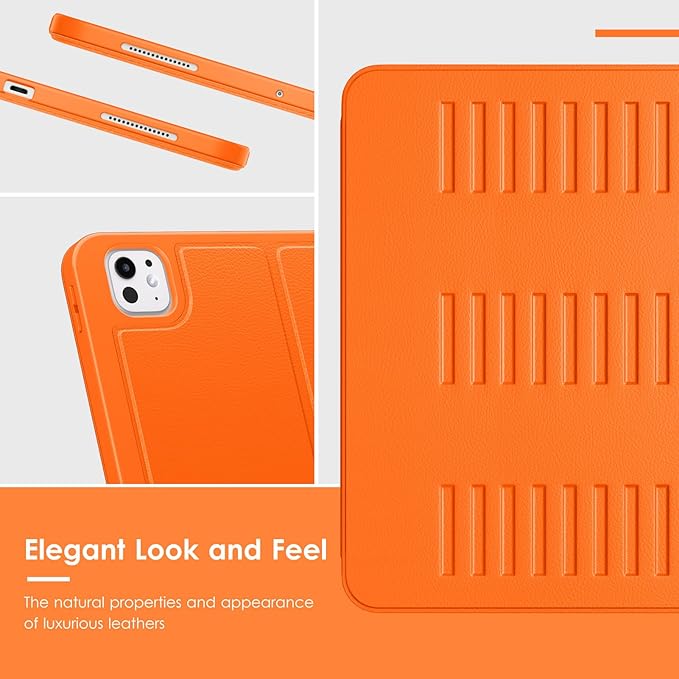 VIKESI Case for iPad iPad Pro 13-inch M5 or M4 Released in 2025 or 2024,Multiple Angles Magnetic Stand Cover,Shockproof Soft Back,Pencil Holder,and Auto Sleep/Wake,Orange
