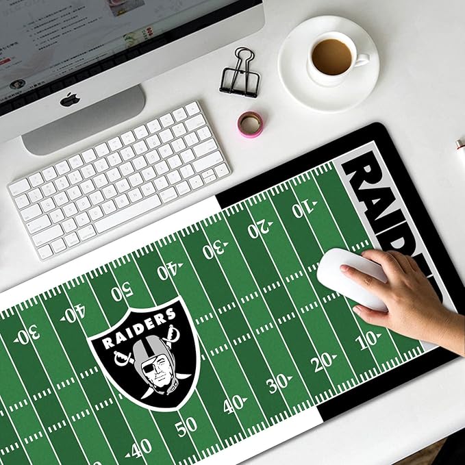 Large Gaming Mouse Pad, Mousepad with Non-Slip Rubber Base for Laptop Computer Desktop Keyboard,Football Fans Boy Husband Gift Black Design Mat