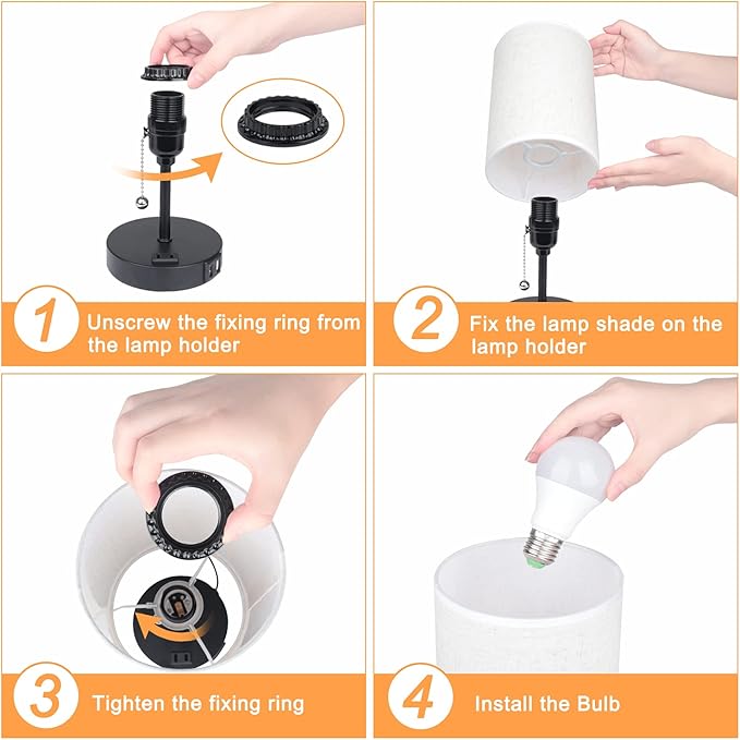 Lamps for Bedrooms Nightstand Bedside Lamp with 2 USB Port and Outlet, 3-Way Dimmable Table Lamps, Color Changing Night Stand Light Lamp RGB LED Bulb