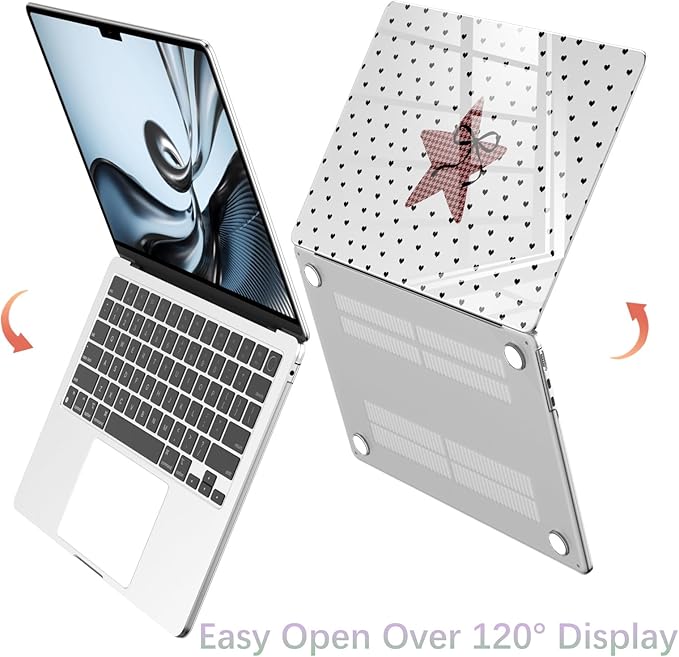 Compatible with MacBook Pro 14 inch Case M5 M4 M3 M2 M1 Pro/Max 2026-2021 A3427 A3426 A3434 A3112 A3185 A3401 A2918 A2992 A2779 A2442, Cute Love Heart Star Bow Hard Shell Clear Cover