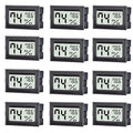 12 Pack Mini Digital Thermometer Hygrometer Indoor Temperature and Humidity Gauge Meter Monitor Fahrenheit (℉) for Humidor,Greenhouse,Reptile Tank,Home,Jars