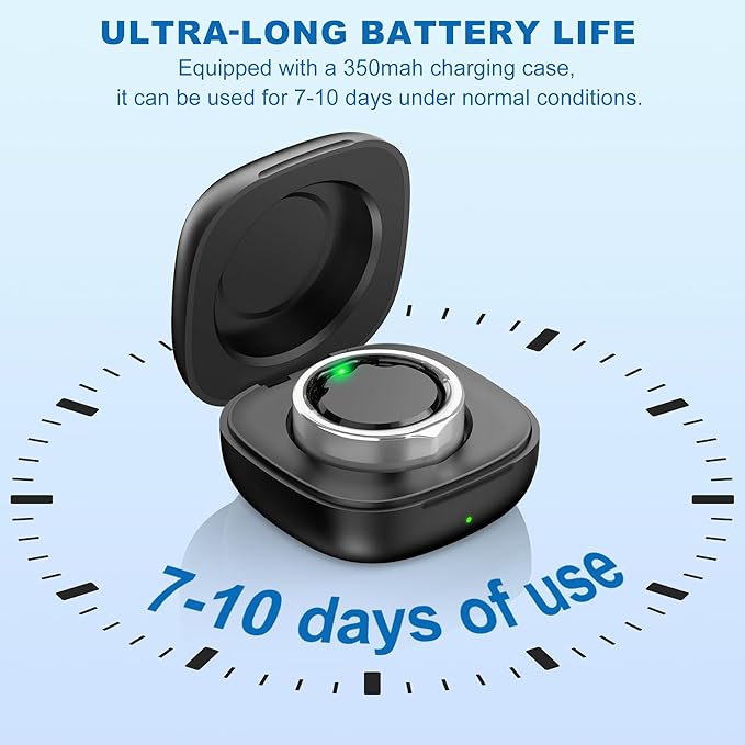 Smart Ring for Women Men, Titanium Fitness Ring with Heart Rate, Stress & Sleep Monitoring,Step & Calorie Counter, 5ATM Waterproof for iPhone and Android,No Subscription Fee(Silver, 12)