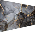 Marble Mouse Pads XXL Extended Mousepad with Stitched Edges Grey and Black Marbling Non-Slip Rubber Base Computer Keyboard Pad Desk Mat for Home Office Desk Decor, 35.4" X 15.7"