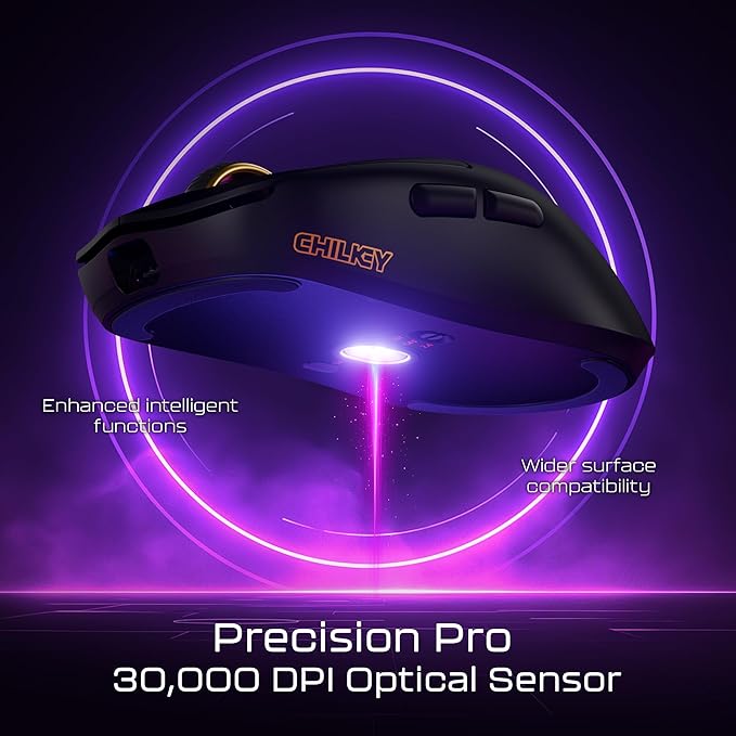 OOCTPK Chilkey Wireless Mouse, Glacier LW 8K L Gaming Mouse with LCD Screen, 8K Polling Rate, 30000 DPI Optical Tracking, 750 IPS, Bluetooth/2.4GHz/USB-C, 47g Ultra-Lightweight, 100 Million Clicks
