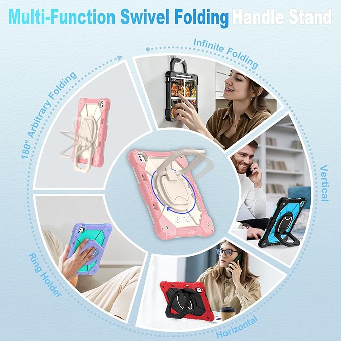 WESOROL for iPad Pro 13 Inch Case M5 2025/M4 2024 (7th Gen) with Screen Protector/360° Rotating Stand/Pencil Holder/Shoulder Strap,Military Grade Shockproof iPad Case 13 Inch iPad Pro M5/M4,Rose Gold