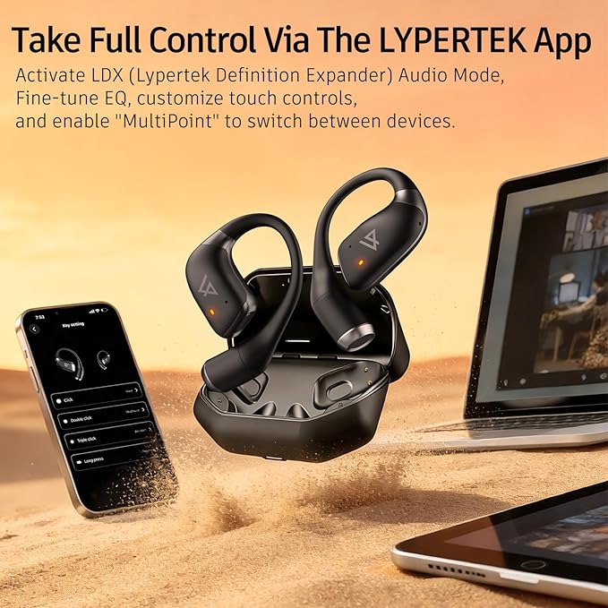 Open Ear Earbuds Wireless Bluetooth 5.4, 40H Playback Open Ear Headphones with Ear Hooks, ENC Noise Cancelling, IP55 Waterproof Sports Earbuds for Running Gym Workout Travel, Deep Bass Stereo