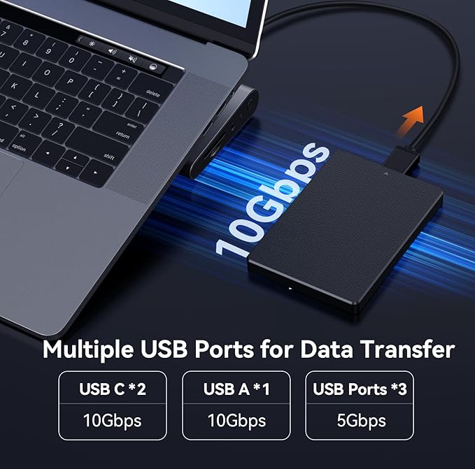 TobenONE 16-in-1 USB-C Docking Station 3 Monitors & Dual Monitor,2 HDMI+DP+6 USB Ports for Office & Home Use,Capable of 100W Power Supply & 2.5Gbps Ethernet, Used with Dell/HP/Lenovo