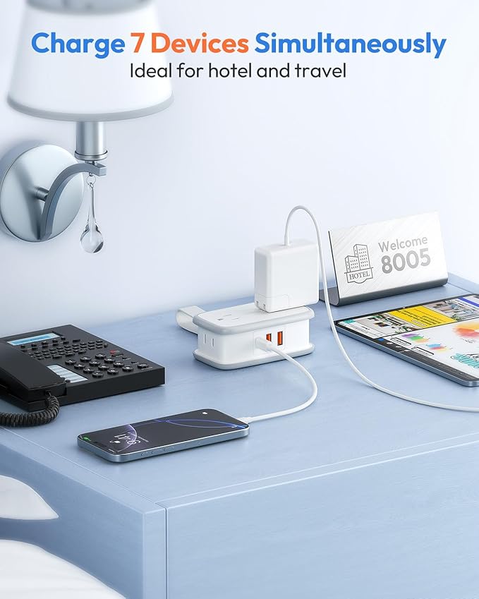 NTONPOWER 20W Travel Power Strip, Travel Essentials Cruise Approved Power Strip Non Surge Protector 4 Outlets 3 USB(1 USB-C) with 4FT Wrapped Extension Cord Flat Plug, Cruise Essentials 2026