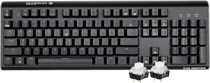 Hexgears GK735 Mechanical Gaming Keyboard Kailh Box White Switch 104 Keys ABS Keycaps Wired Gaming Keyboard with White LED Backlight, Ergonomic Design for Windows Laptop PC Mac (No Light Strip)