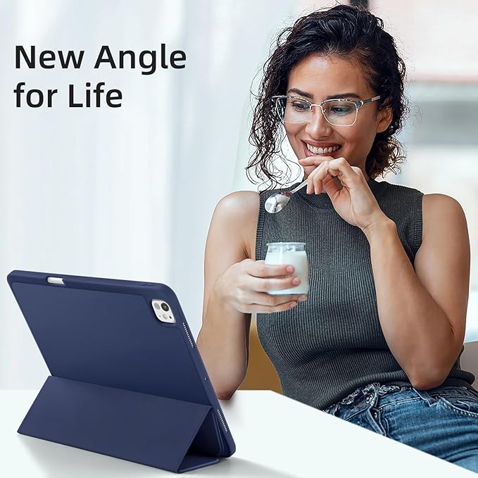 Akkerds Compatible with iPad Pro 13 Inch Case (M5/M4) 2025/2024, for iPad 13 Pro Case with Pencil Holder, Slim Trifold Stand Protective Cover with Soft TPU Back, Auto Wake/Sleep (Navy)