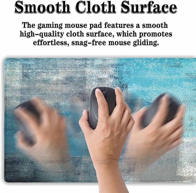 XXL Mouse Pad Turquoise and Gray, Extra Large Mouse Pad Gaming Desk Mats, Oversized Mousepad Non-Slip Rubber Base, 35.4 X 15.7 inch for Work/Game/Office/Home Abstract Painting Contemporary