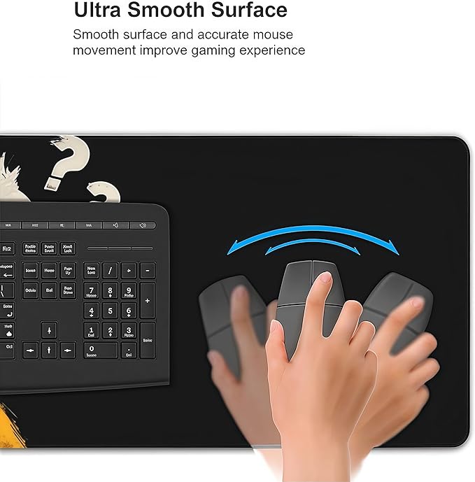 Cute Duck with Question Mark XXL Large Mouse Pad, 35.4x15.7 Inches Extended Desk Mat, Non-Slip Rubber Base, Black Gaming Mouse Pad for Wireless Mice and Keyboards