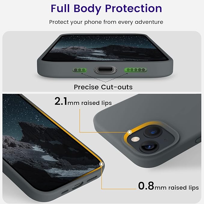 OTOFLY Designed for iPhone 13 Case, Silicone Shockproof Slim Thin Phone Case for iPhone 13 6.1 inch Space Gray
