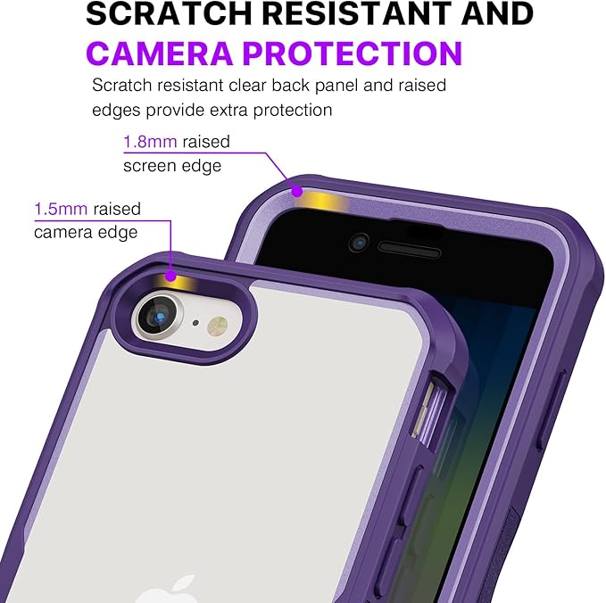 CENHUFO Privacy Case for iPhone SE 2022 3rd / iPhone SE 2020 2nd / iPhone 8/7, Full Body Phone Cover with Built-in 9H Tempered Glass Privacy Screen Protector, Anti Peep Shockproof Bumper - Purple