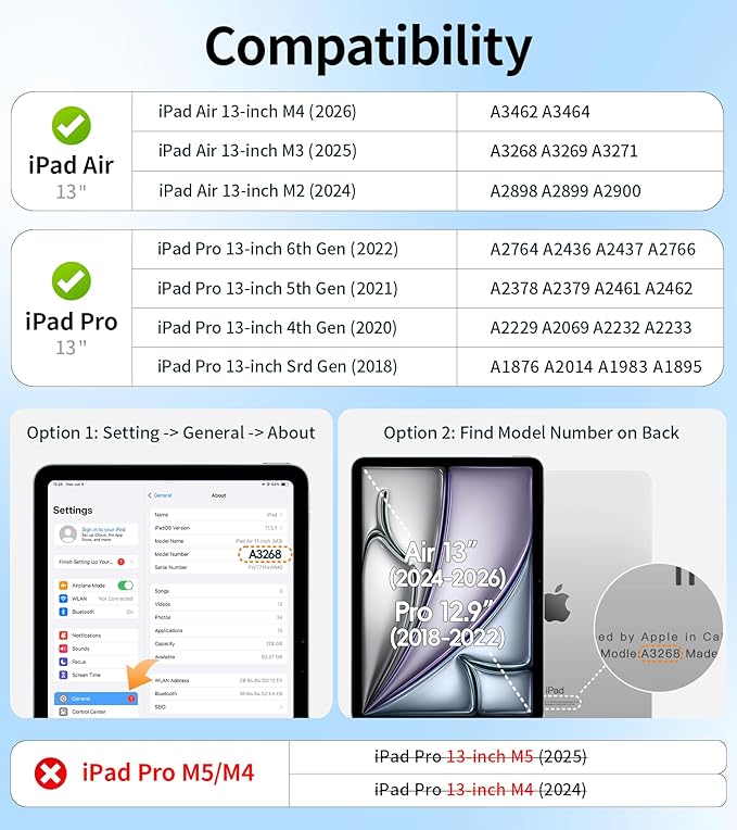 BRAECNstock case for iPad Air 13 Inch M4 2026/ M3 2025/ M2 2024 & Pro 12.9 inch 6th/5th/4th/3rd Generation 2022-2018 Cover with Screen Protector,Pencil Holder,360°Rotate Stand-Rose Red