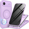 BERFY for iPhone Air Case, Compatible with MagSafe, Built-in Privacy Screen Protector, Camera Protection, Shockproof Full Body Phone Case 6.5", Translucent Purple