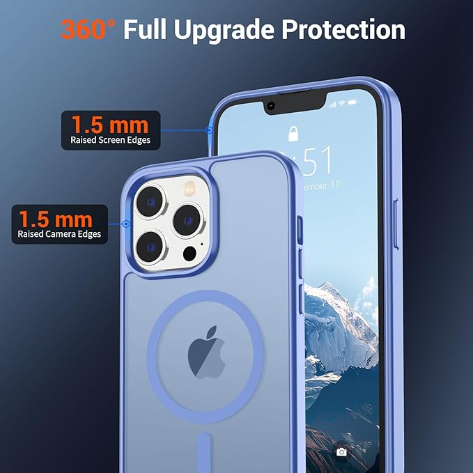 SUPFINE Magnetic for iPhone 12 Pro Max Case (Compatible with MagSafe) (Military Grade Drop Protection) Slim Translucent Matte Shockproof with Anti-Fingerprint Phone Case,Blue Purple