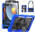 SEYMAC for iPad 9th/8th/7th Generation Case 10.2" 2021-2019, Full-Body Shockproof Protective Case with Screen Protector, Rotating Stand/Handle/Shoulder Strap for iPad 10.2, Blue/Black
